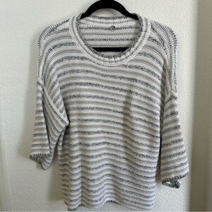 Margaret O’Leary Striped Gray Short Sleeve Sweater